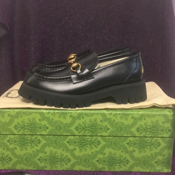 Black Loafers with Gold Buckle - Picture 1 of 5